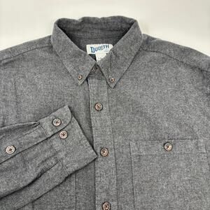 Duluth Trading Co. Large Tall Solid Gray Long Sleeve Flannel Shirt